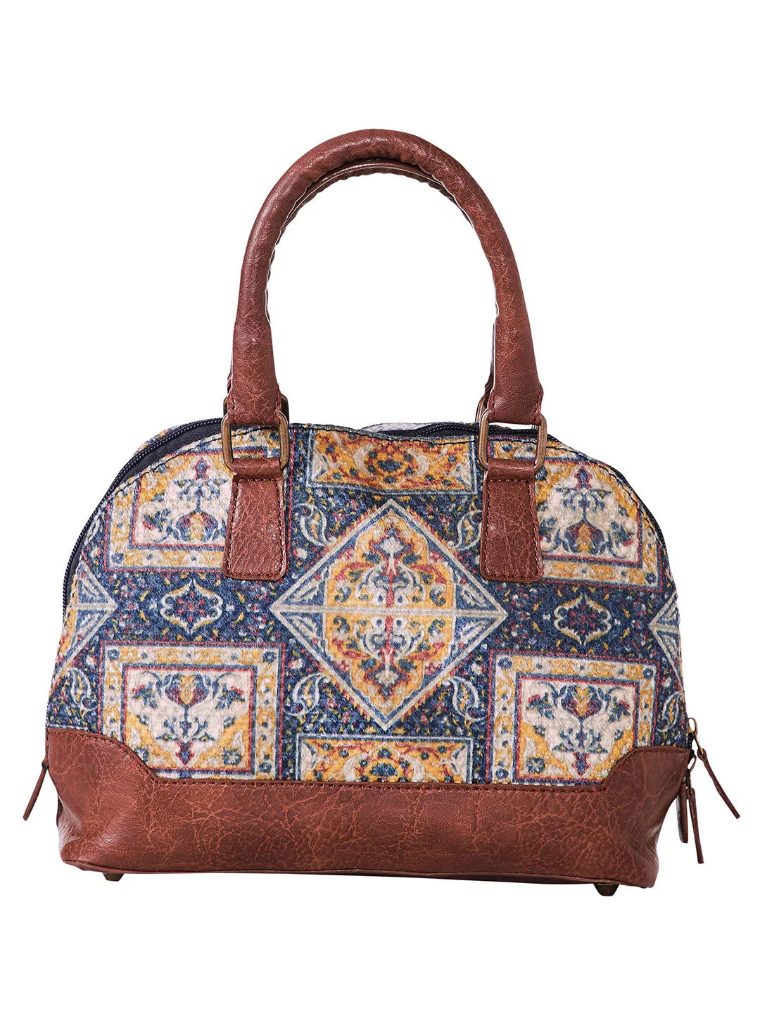 Mona B Kilim Inspired Canvas Handbag for Women | Stylish Vintage Shoulder Bags for Women: Chocolate