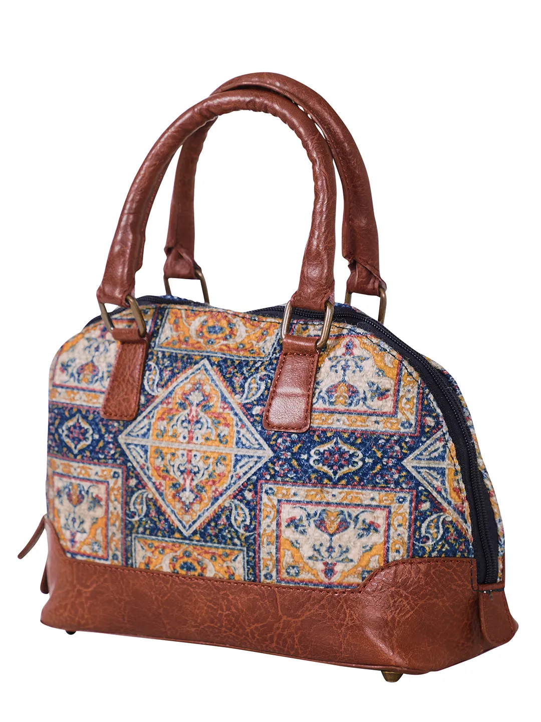 Mona B Kilim Inspired Canvas Handbag for Women | Stylish Vintage Shoulder Bags for Women: Chocolate