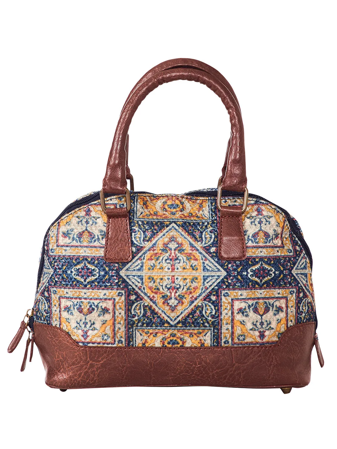 Mona B Kilim Inspired Canvas Handbag for Women | Stylish Vintage Shoulder Bags for Women: Chocolate