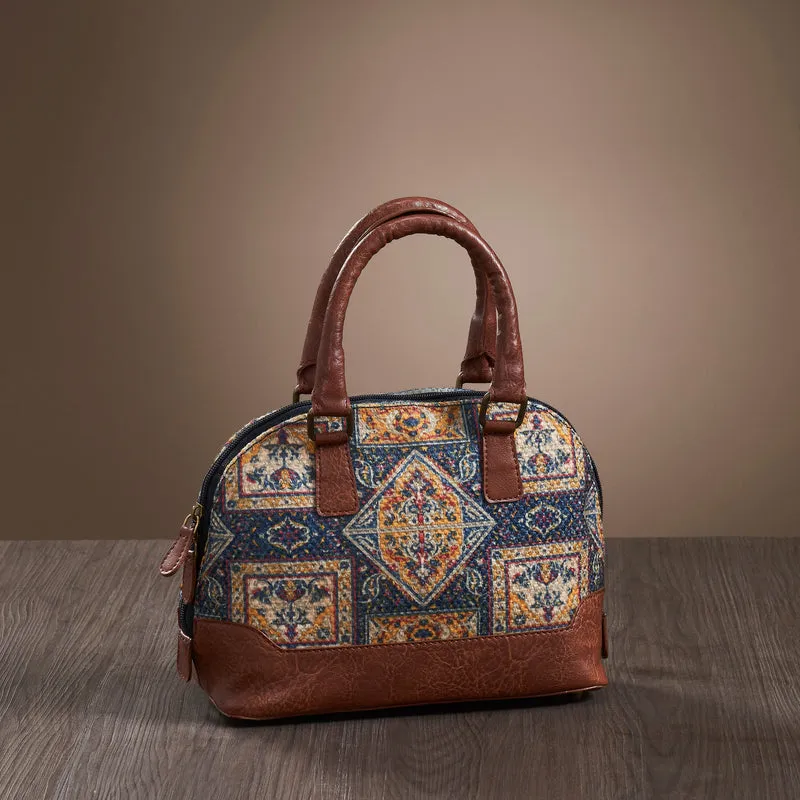 Mona B Kilim Inspired Canvas Handbag for Women | Stylish Vintage Shoulder Bags for Women: Chocolate