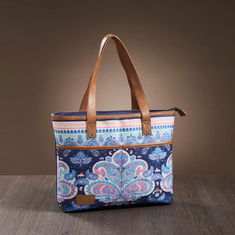 Mona B Large Kilim Inspired Canvas Handbag for Women | Zipper Tote Bag | Crossbody Bag | Stylish Vintage Shoulder Bags for Women: Multi