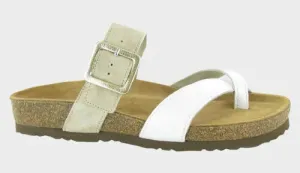 NAOT FRESNO SANDAL - WHITE PEARL LEATHER/SAND STONE SUEDE