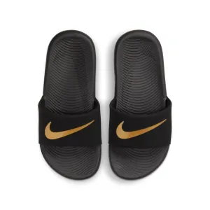 NIKE JUNIOR KAWA BLACK/GOLD SLIDES