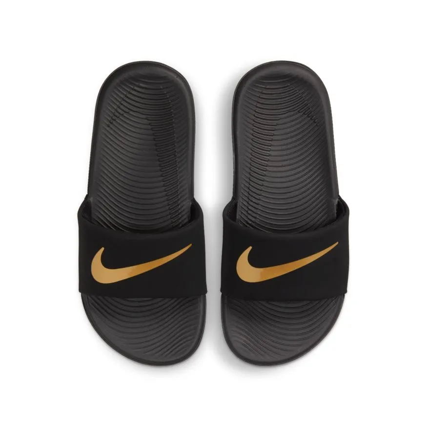 NIKE JUNIOR KAWA BLACK/GOLD SLIDES