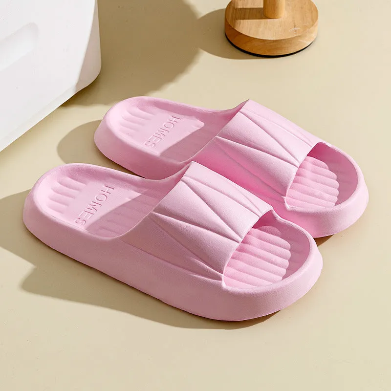 Non-slip Stripe Design Home Slippers Summer Thick Sole Floor Bathroom Slipper For Women Men House Shoes