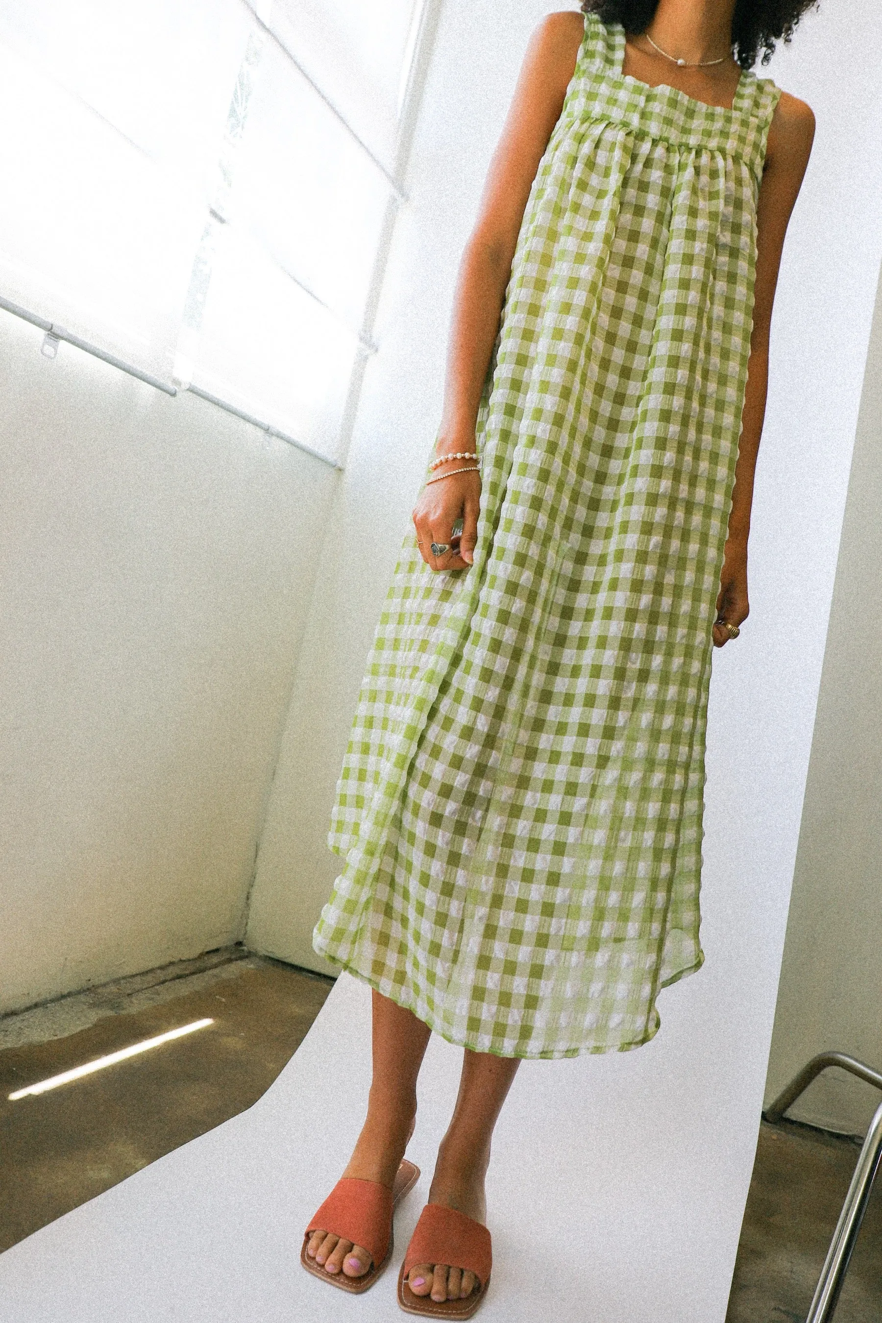 Olive Gingham Dahlia Dress