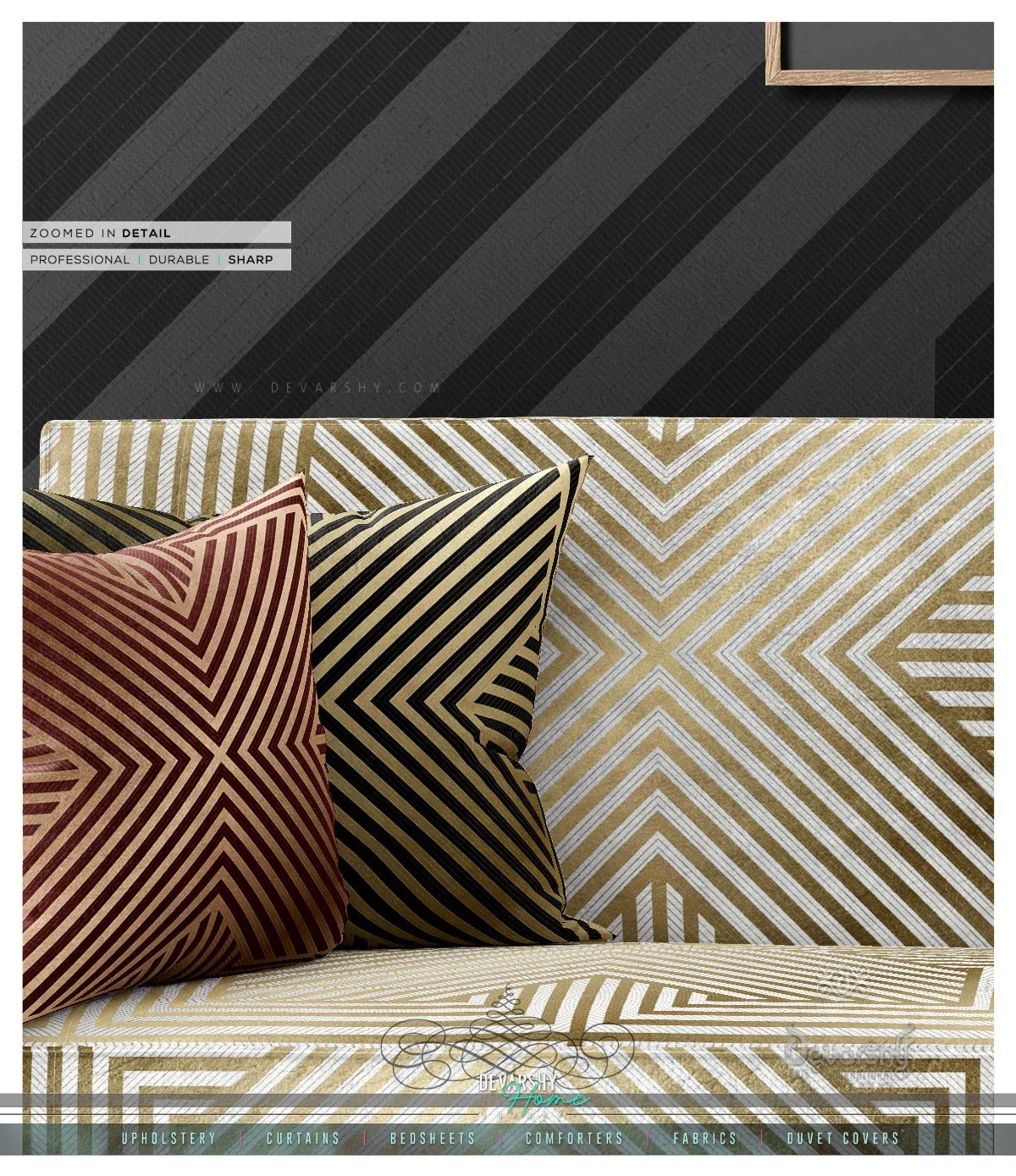 Optical Striped Upholstery Fabric 3meter 4 Colors & 12 Furnishing Fabrics Abstract Fabric By the Yard | D20098