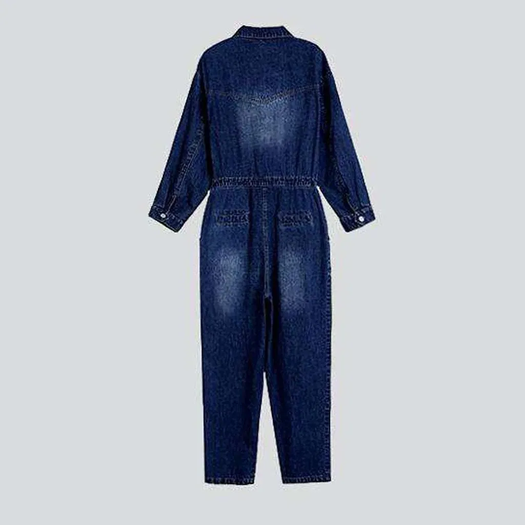 Oversized women's jeans jumpsuit