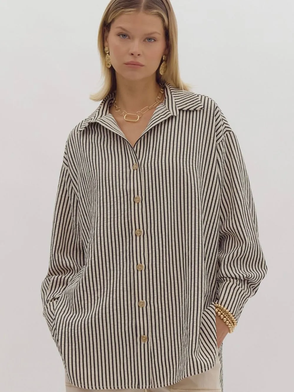 Patio Stripe Button Down Shirt