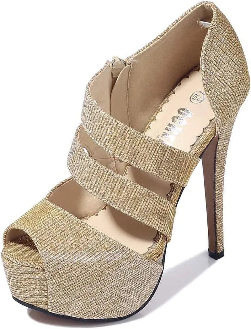 "Elevate Your Style: Chic OCHENTA Women's Peep Toe Platform Heels - Stunning Zipper Hollow Out Sandals for Prom & Special Occasions!"