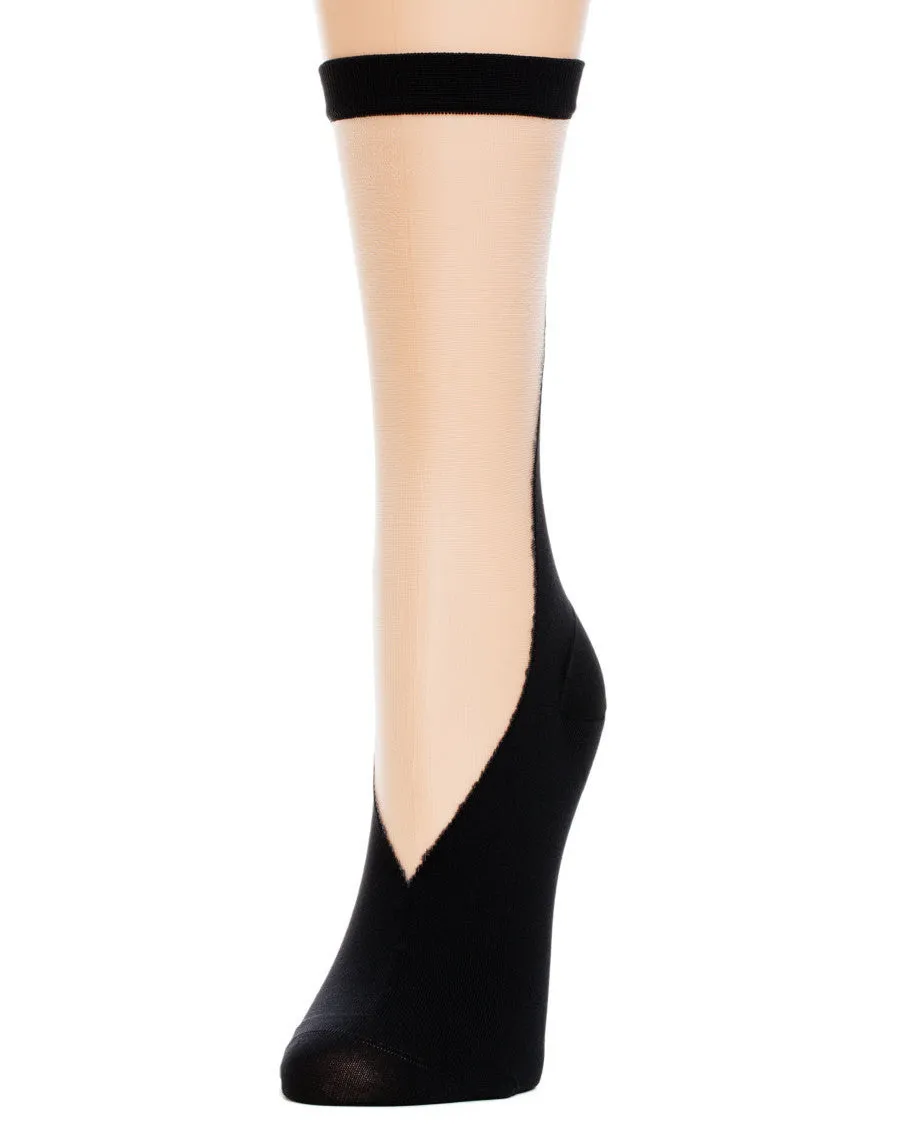 Rachel Comey | V Front Sheer Crew Socks in Black