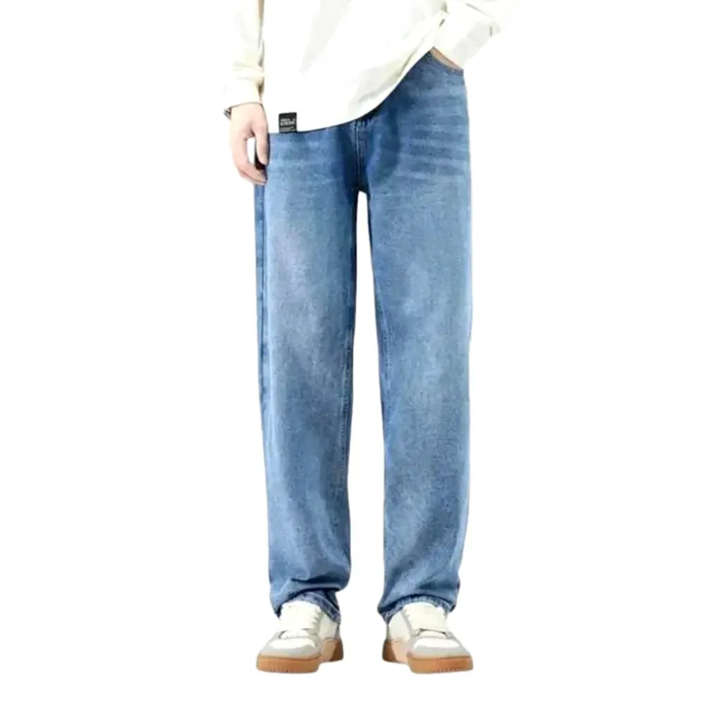 Sanded mid rise wide fit men's jeans