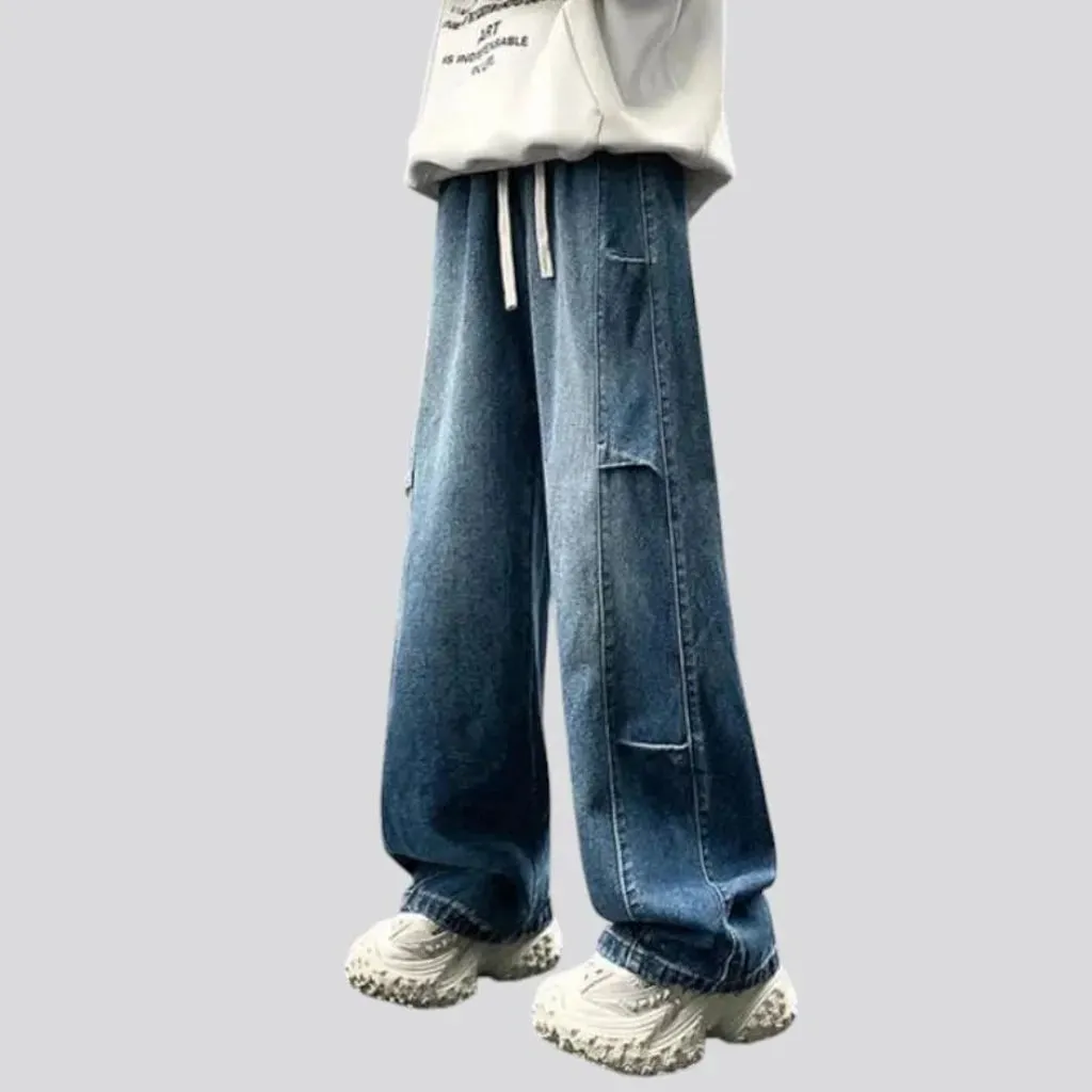 Sanded vintage boho style men's jean joggers