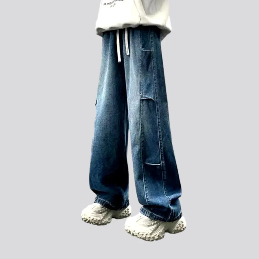 Sanded vintage boho style men's jean joggers