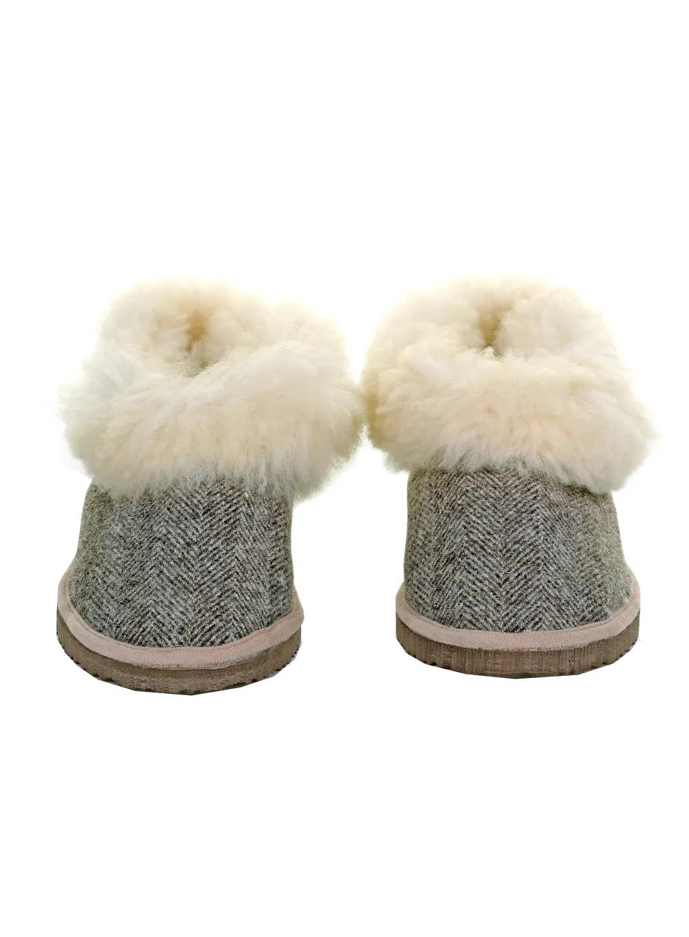 Sheepskin and Tweed Slippers with Sole