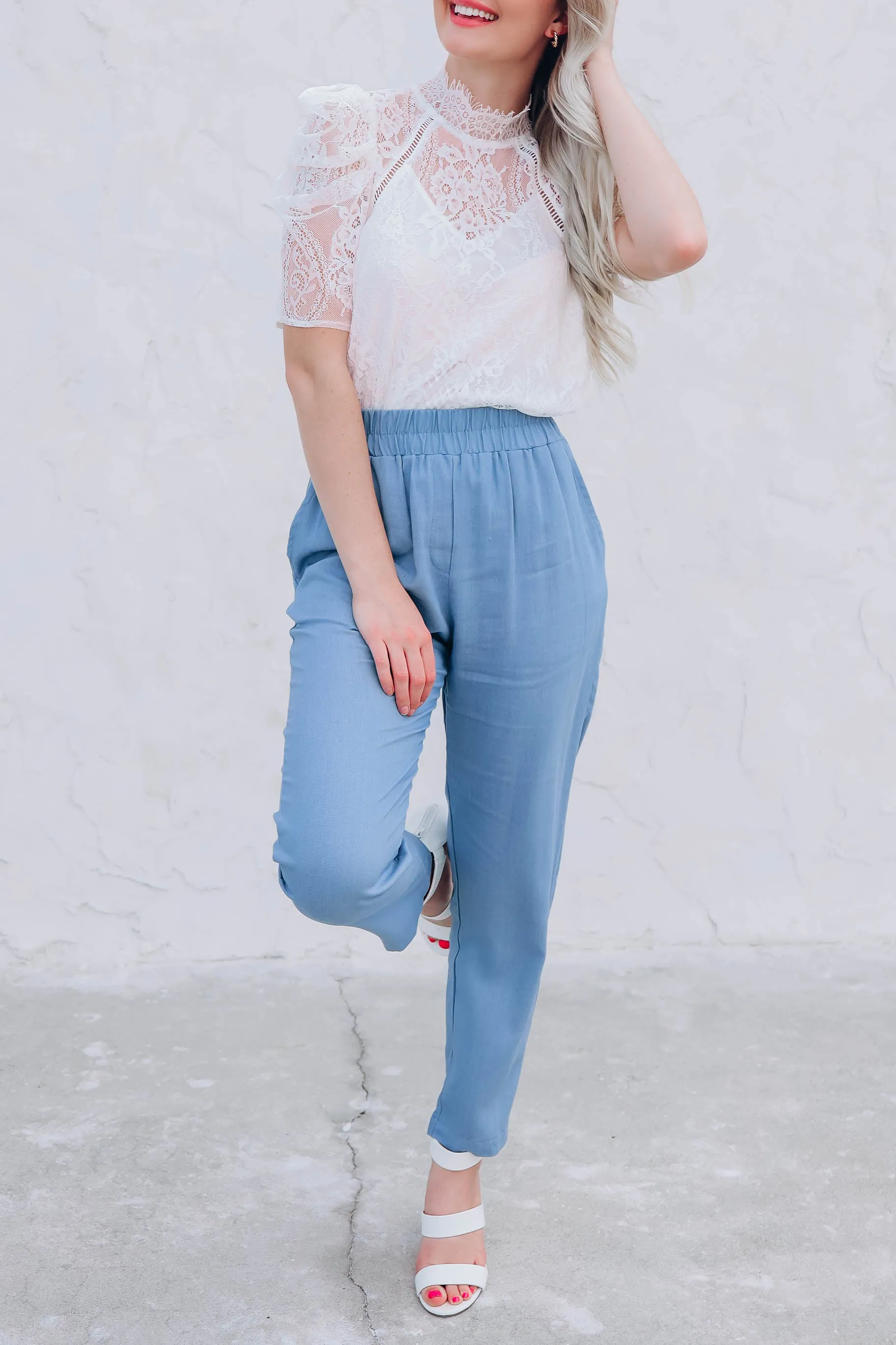 She's Ambitious Lace Blouse - White