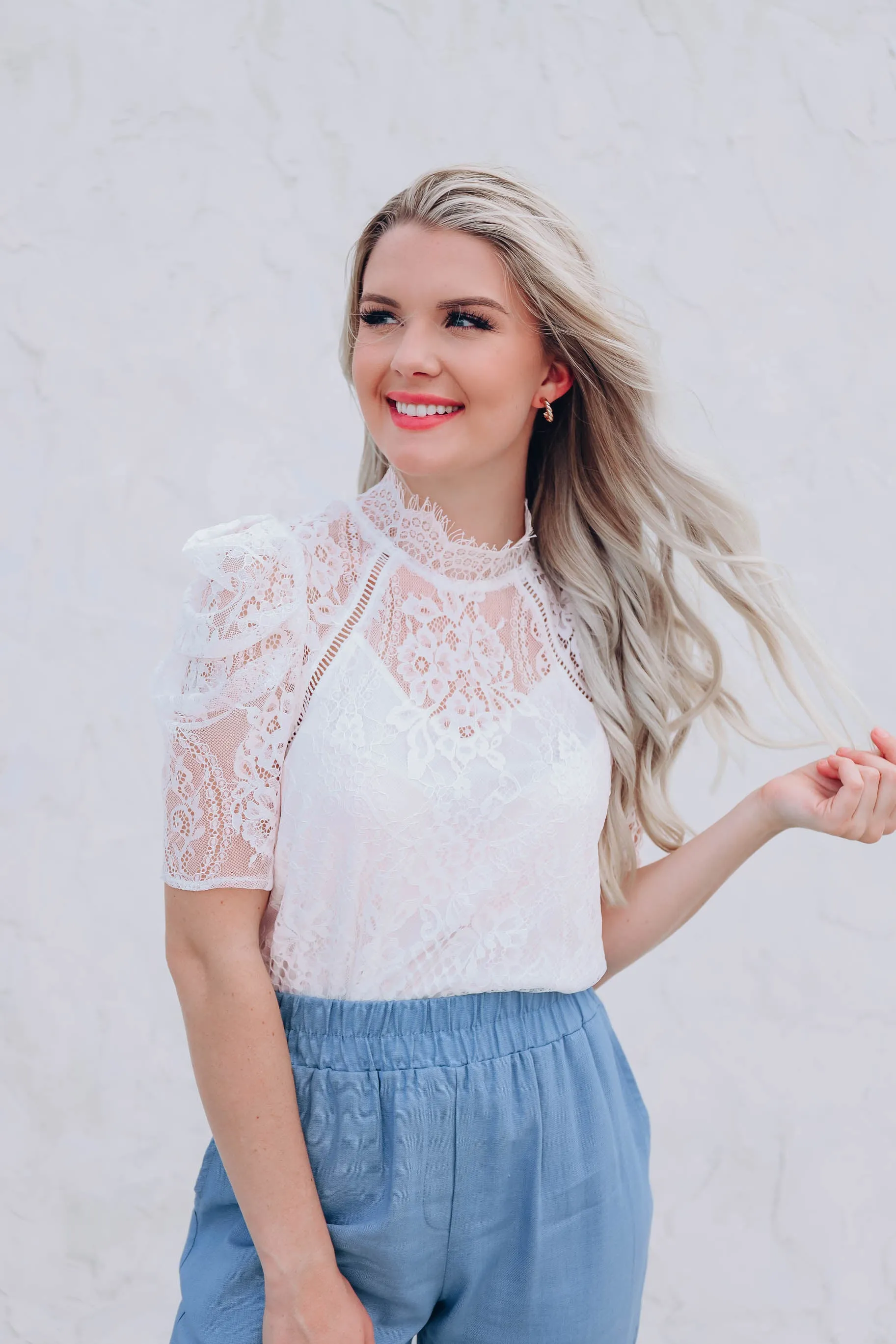 She's Ambitious Lace Blouse - White