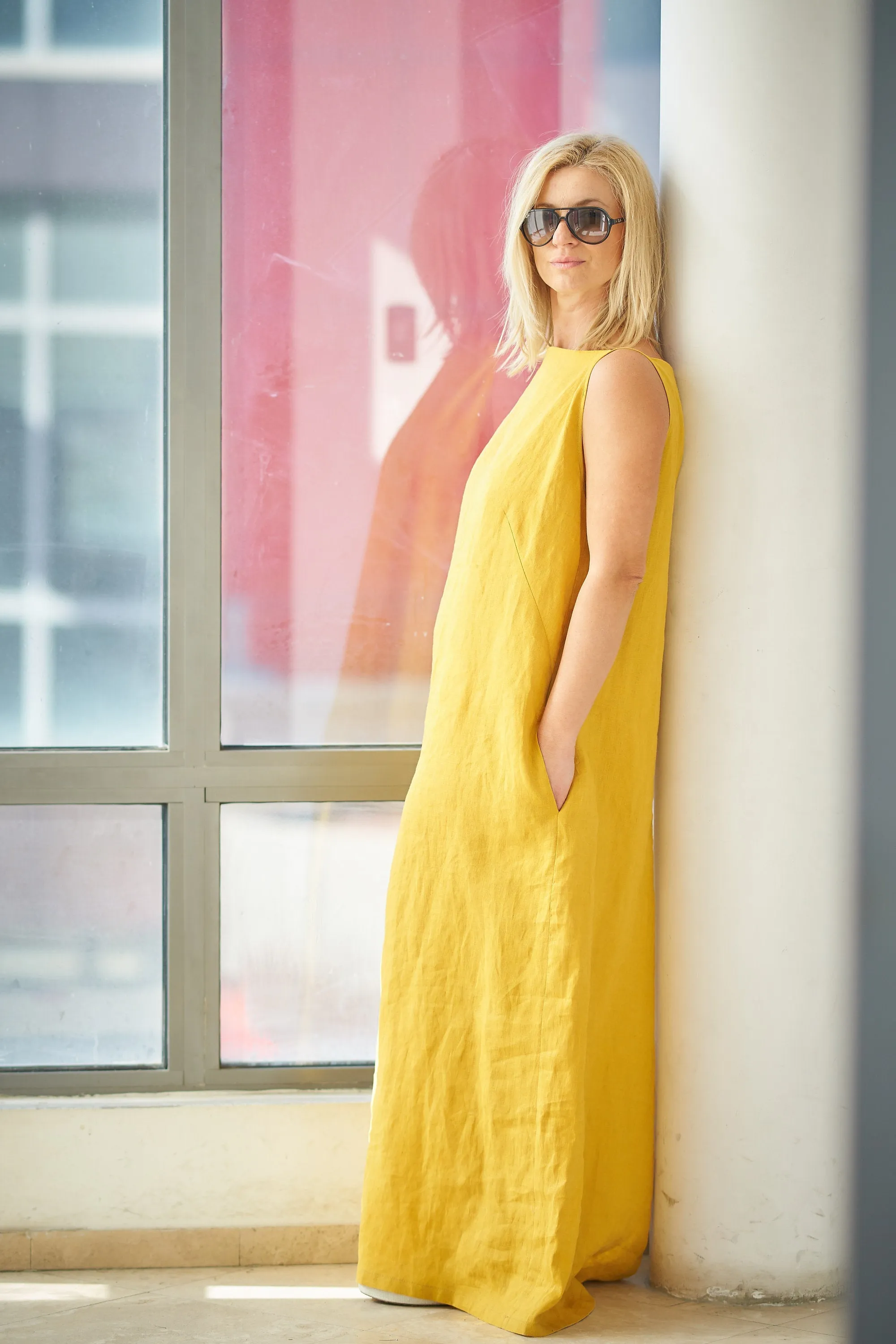 Sleeveless Linen Maxi Dress