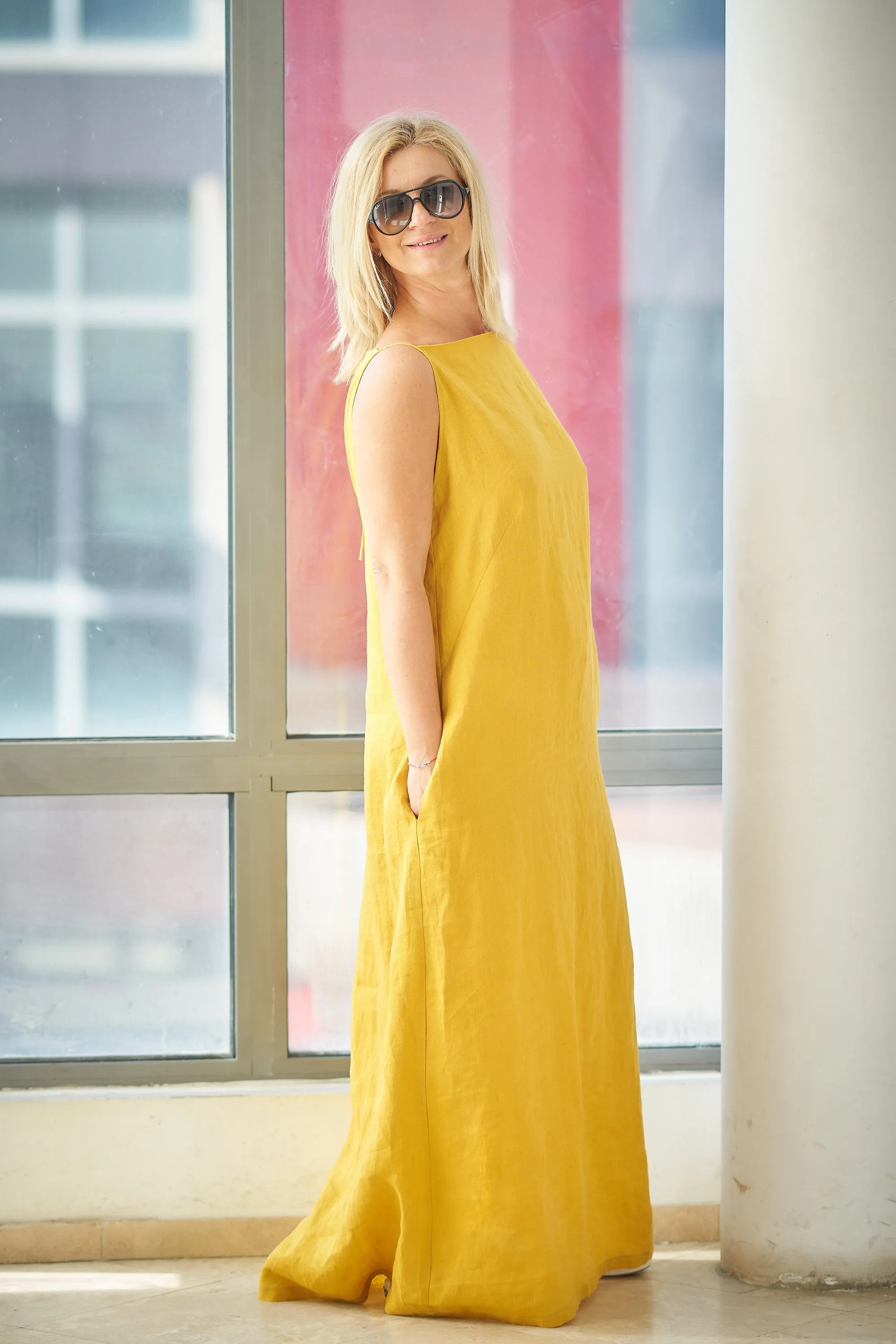 Sleeveless Linen Maxi Dress