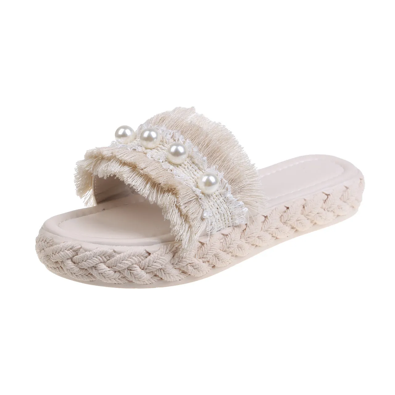 Slipper Slides with Pearls for Women