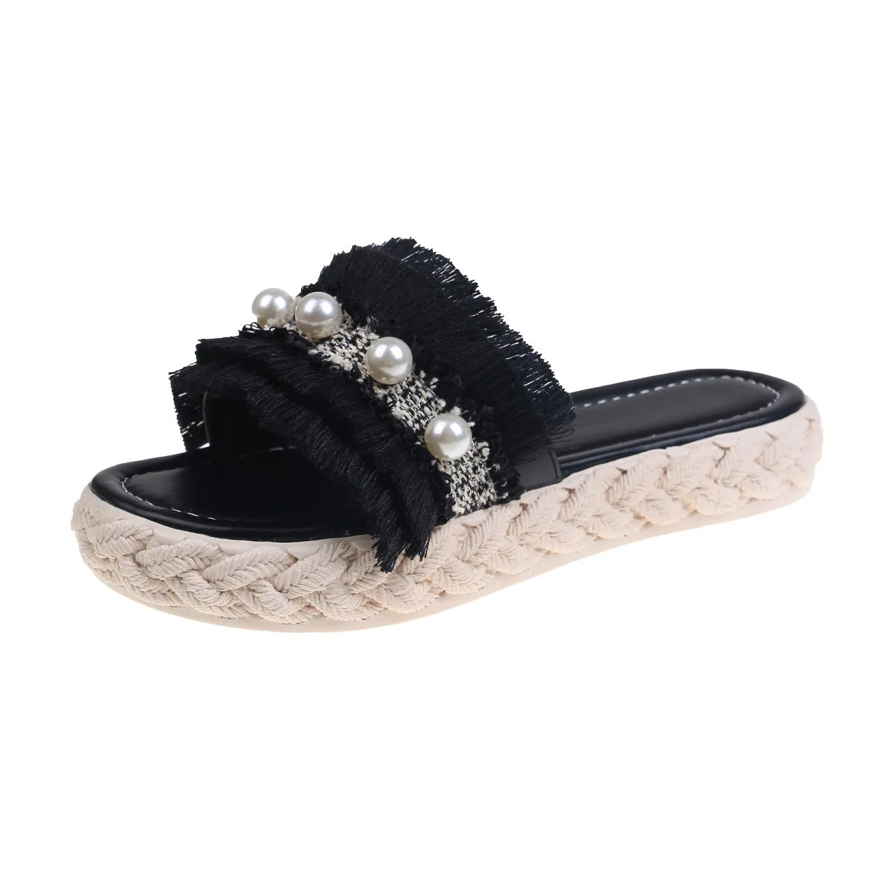 Slipper Slides with Pearls for Women