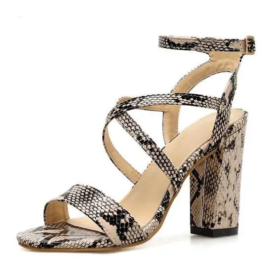 Snakeskin Heeled Sandals