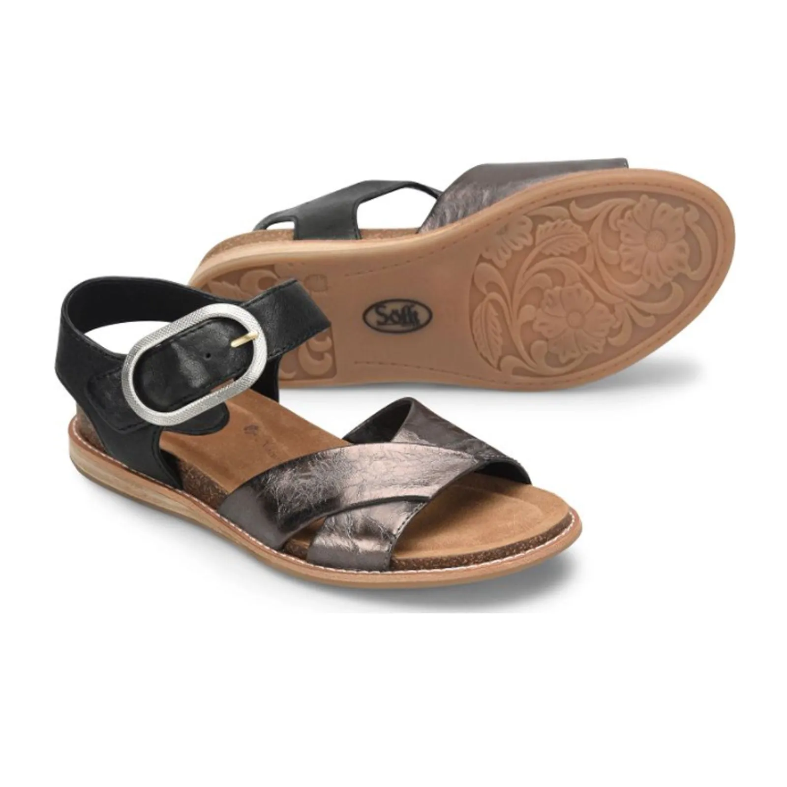 Sofft Bayo Backstrap Sandal (Women) - Black/Pewter