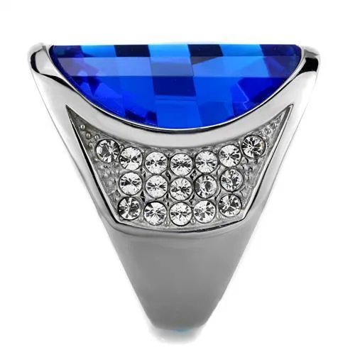 Stainless Steel Ring Synthetic Capri Blue TK1778 for Women Style High