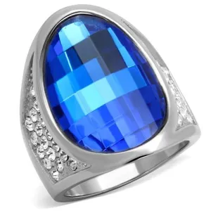 Stainless Steel Ring Synthetic Capri Blue TK1778 for Women Style High