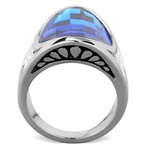 Stainless Steel Ring Synthetic Capri Blue TK1778 for Women Style High