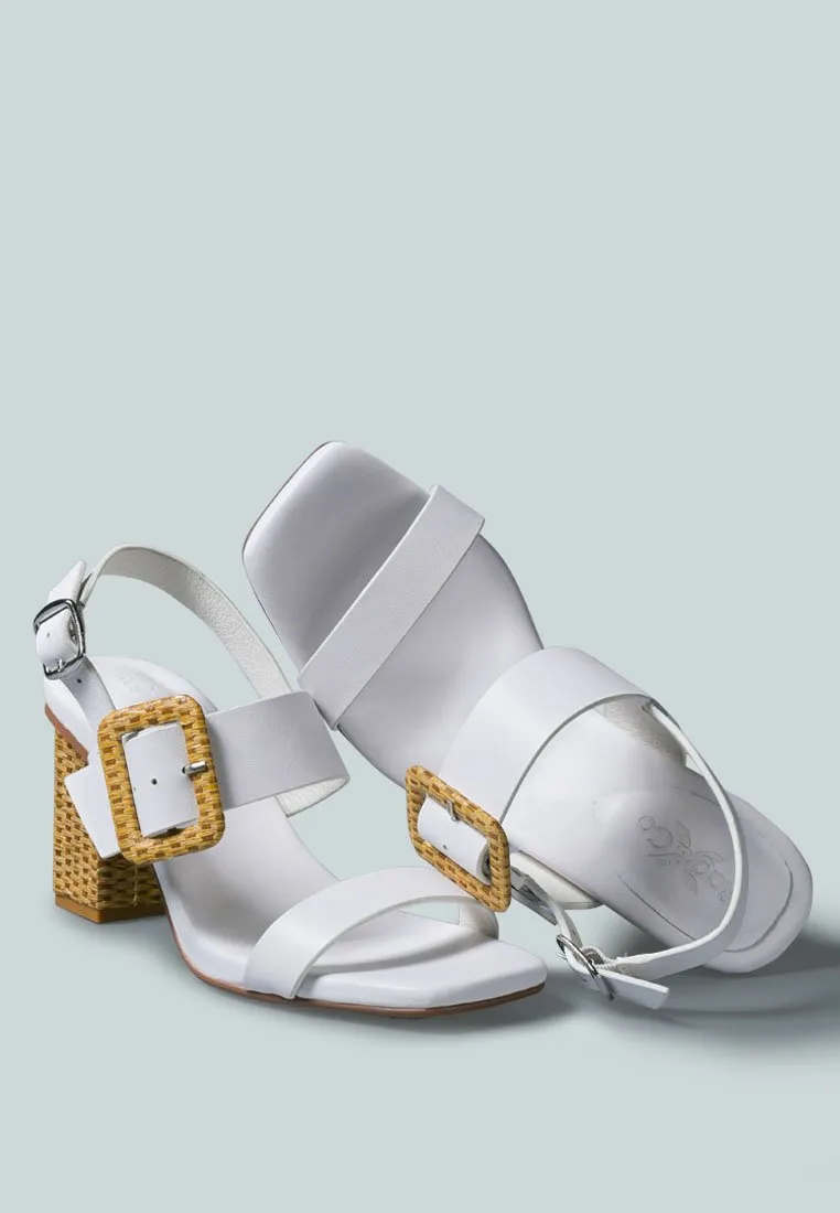 SWIFT Big Buckle Leather Slingback Sandal in White