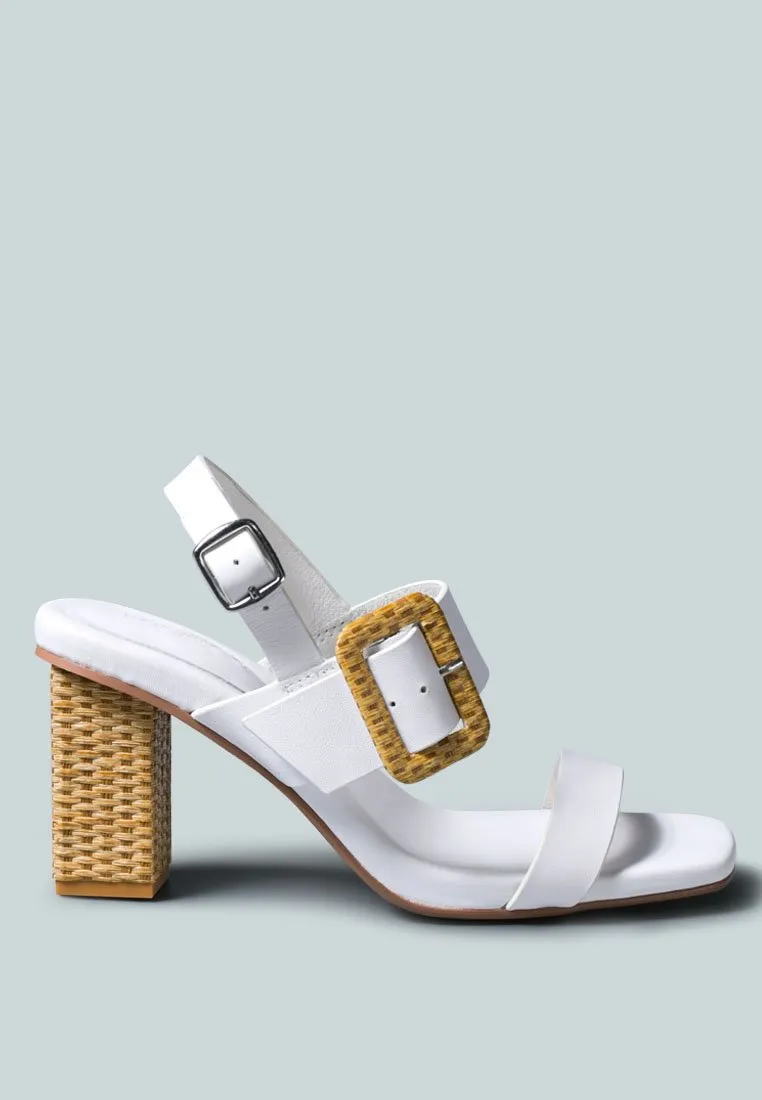 SWIFT Big Buckle Leather Slingback Sandal in White