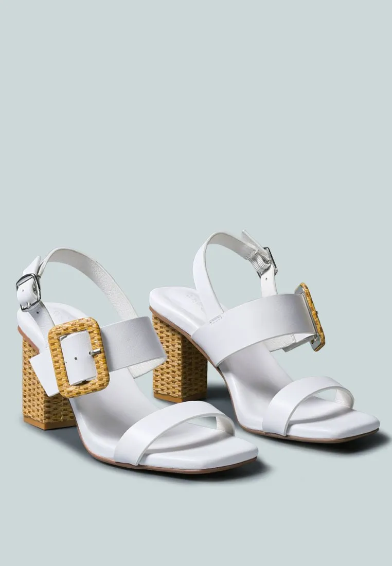 SWIFT Big Buckle Leather Slingback Sandal in White