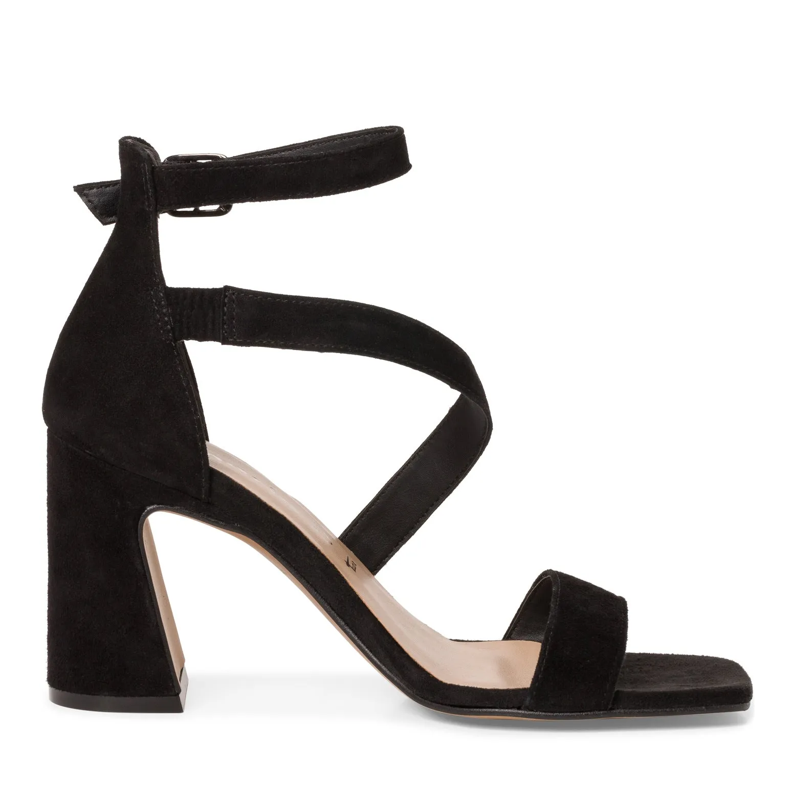 Tamaris Trapeze Heeled Black Sandals