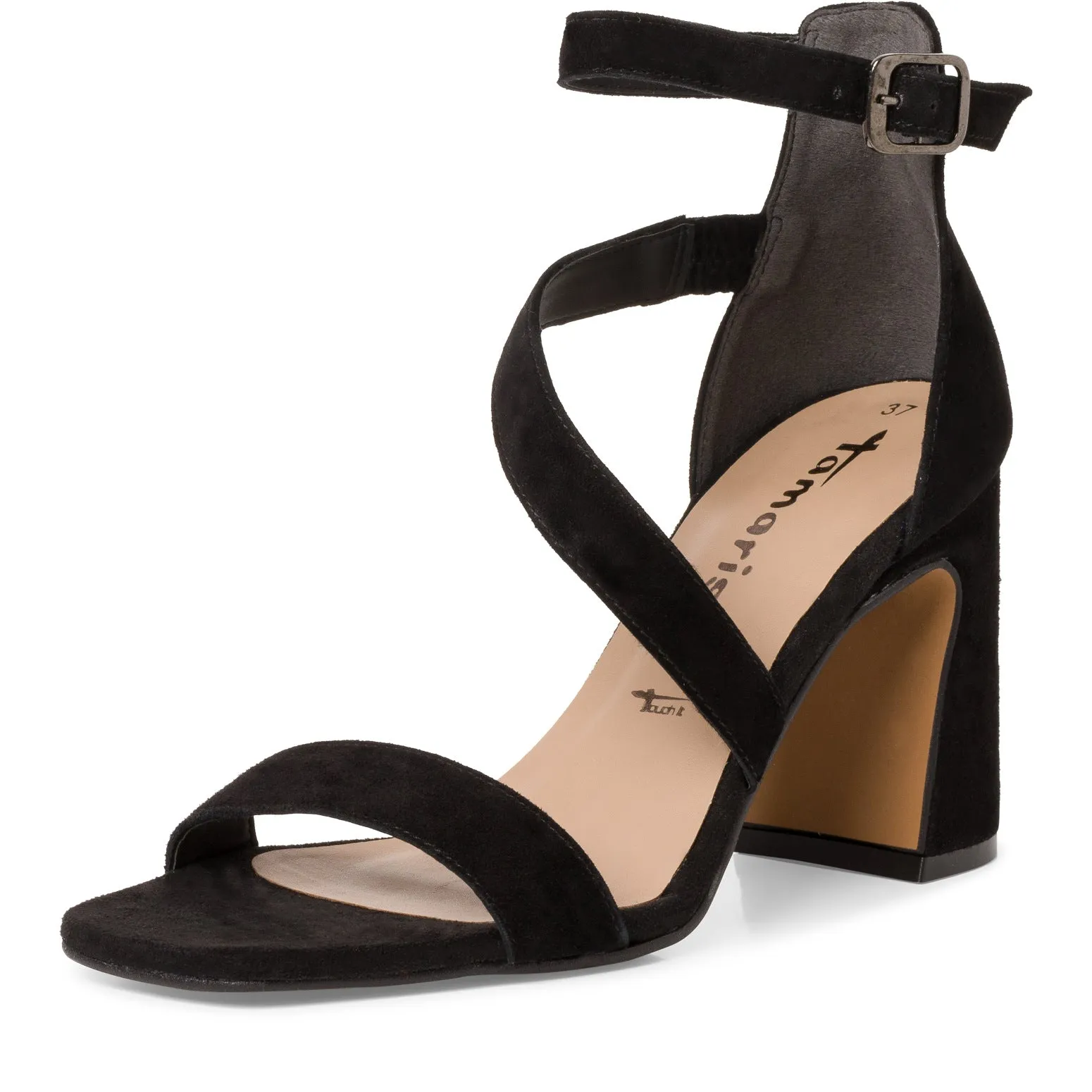 Tamaris Trapeze Heeled Black Sandals