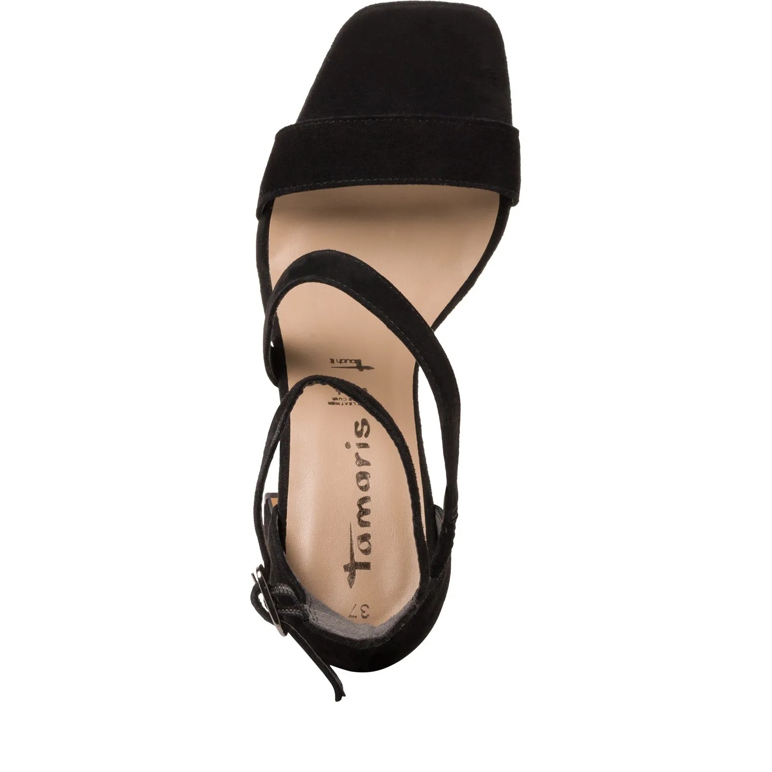 Tamaris Trapeze Heeled Black Sandals