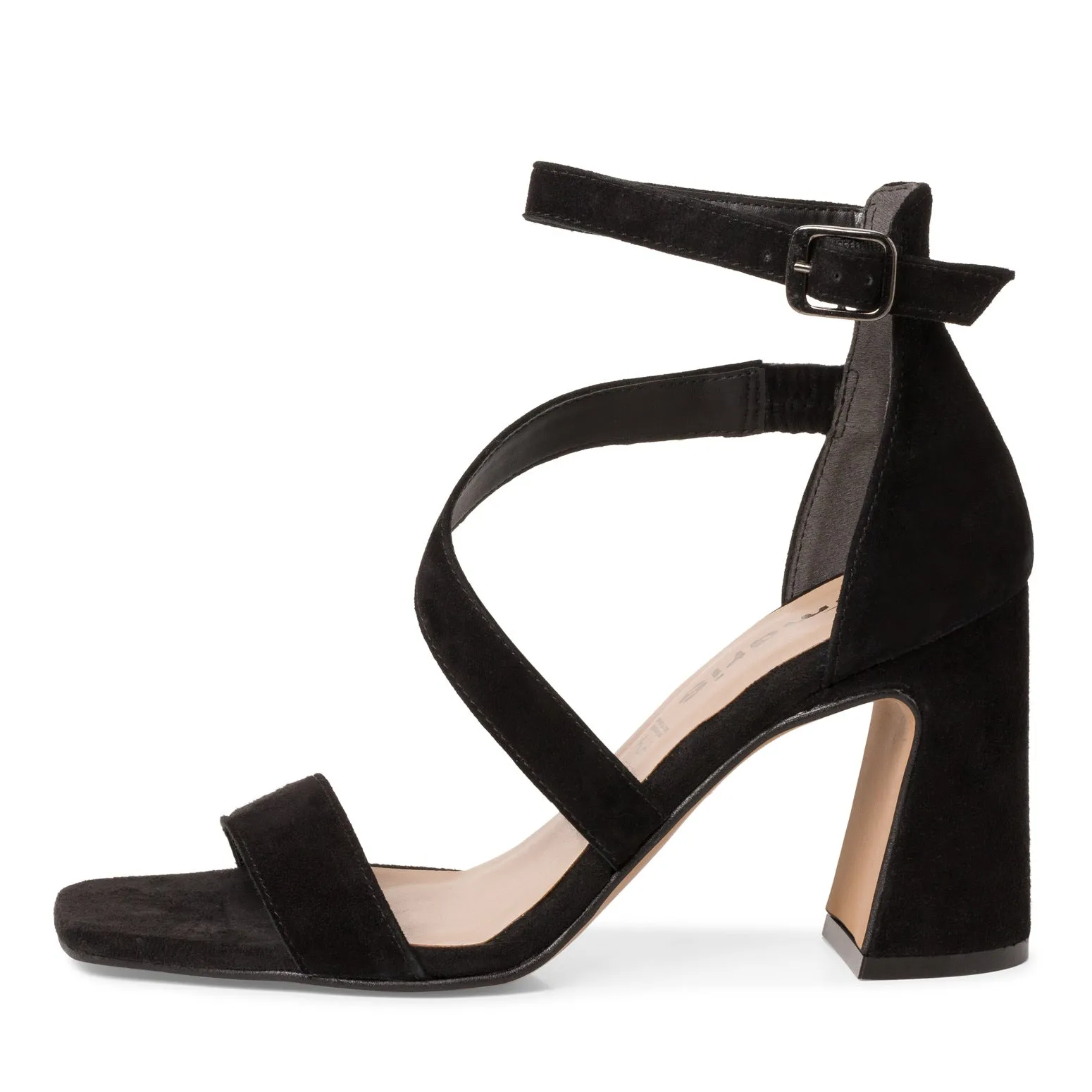 Tamaris Trapeze Heeled Black Sandals