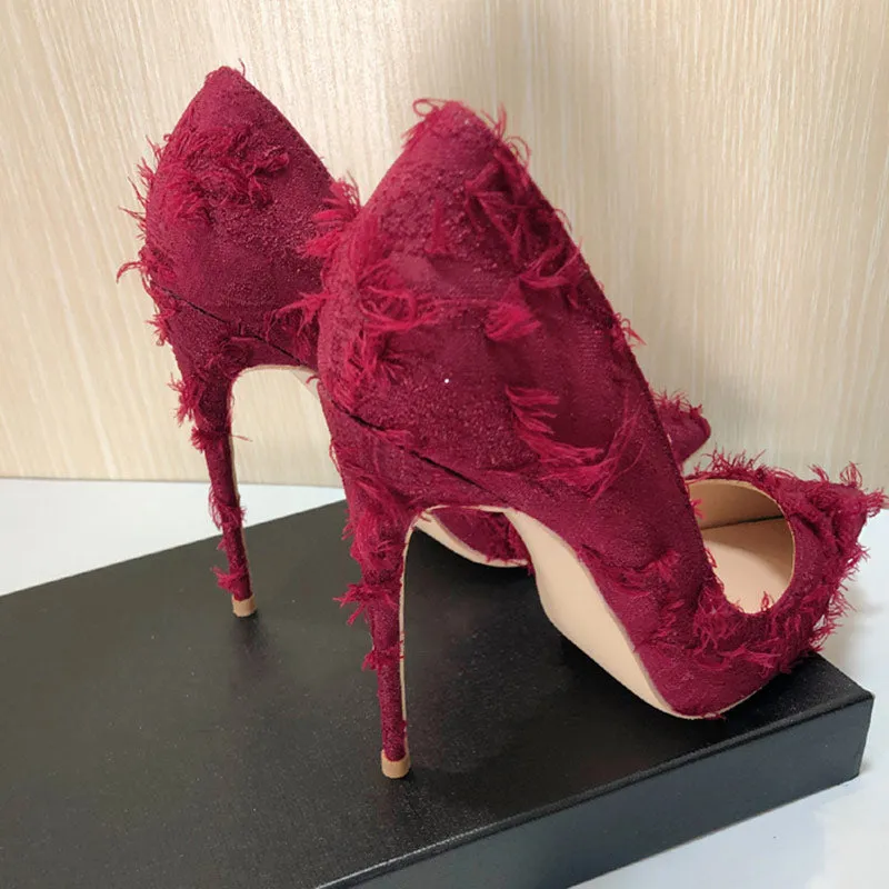 TasselLux Distressed Pointed Pumps