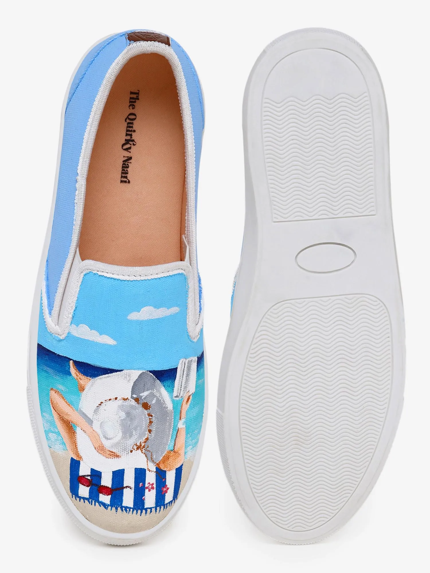 THE QUIRKY NAARI Beach Breeze Slipons For A Stylish Touch | Blue | 4 UK