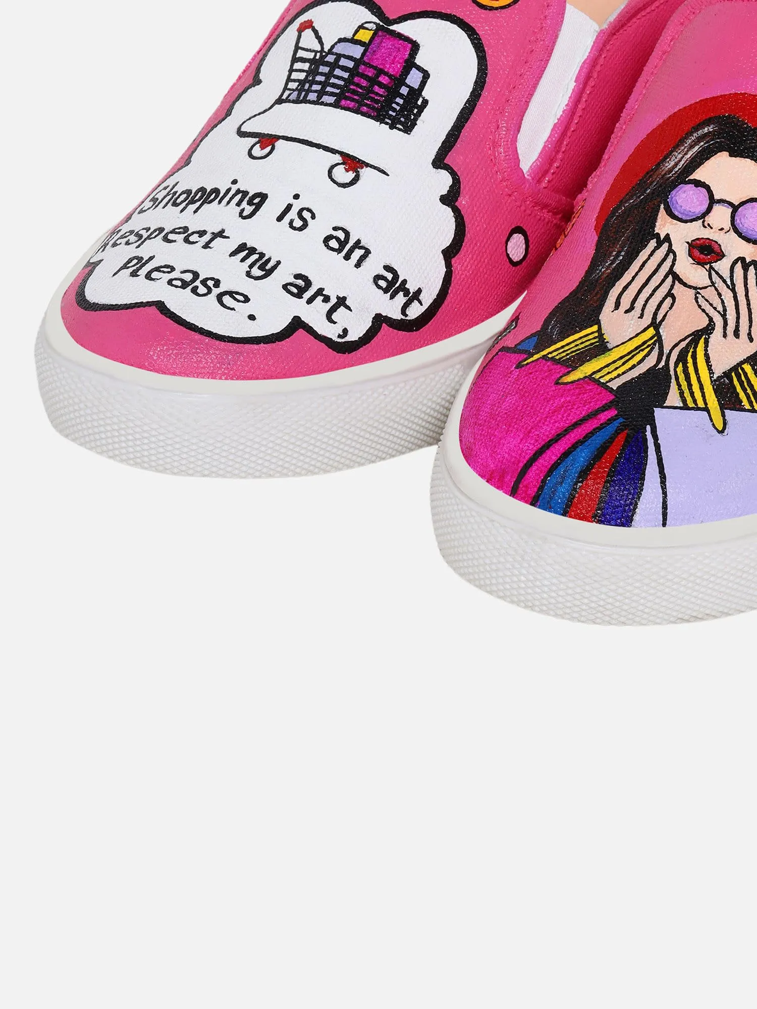 THE QUIRKY NAARI Shopaholic Slipons Stylishly Playful Fit | Pink | 6 UK