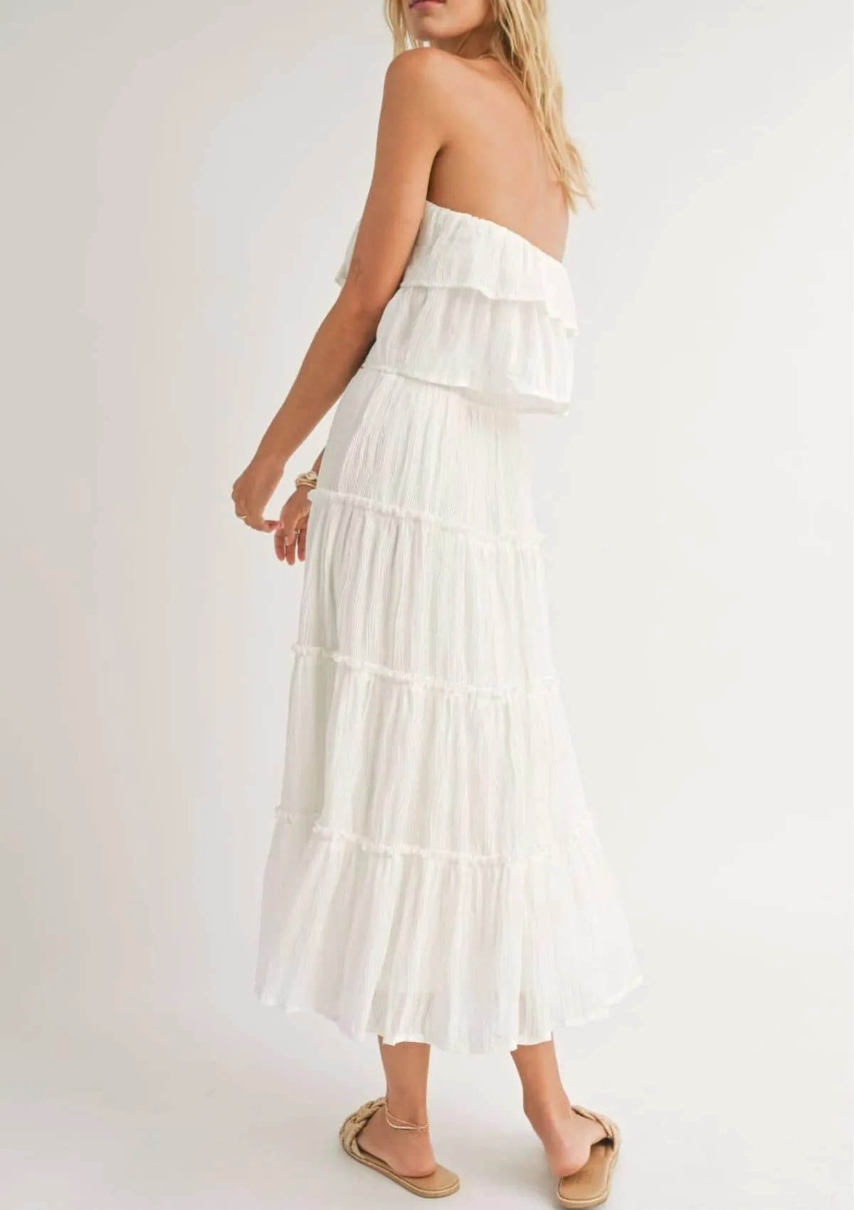 Tube Ruffle Tier Dress - White