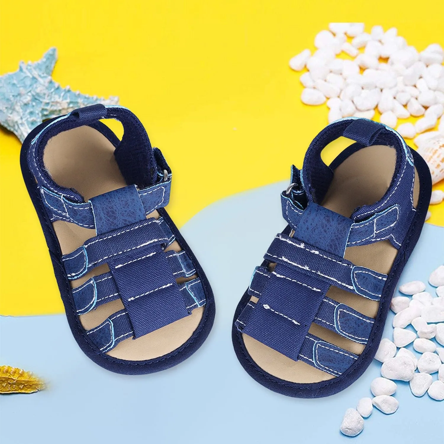 Velcro Hook-Loop Premium Anti-Slip Sandal Booties - Blue