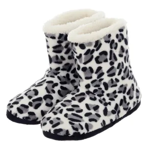 Womens Luxury Slipper Boots Leopard Print Fleece