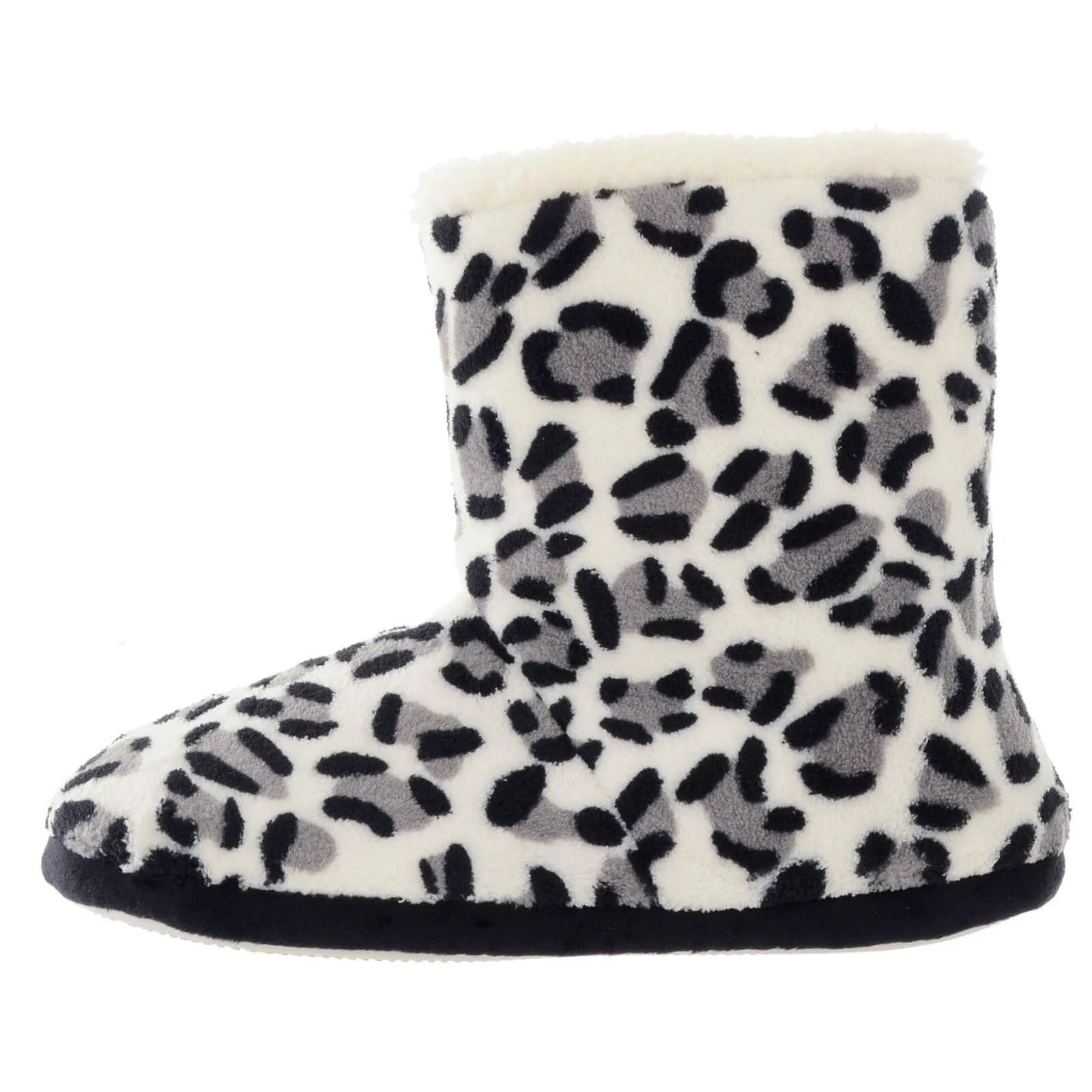 Womens Luxury Slipper Boots Leopard Print Fleece