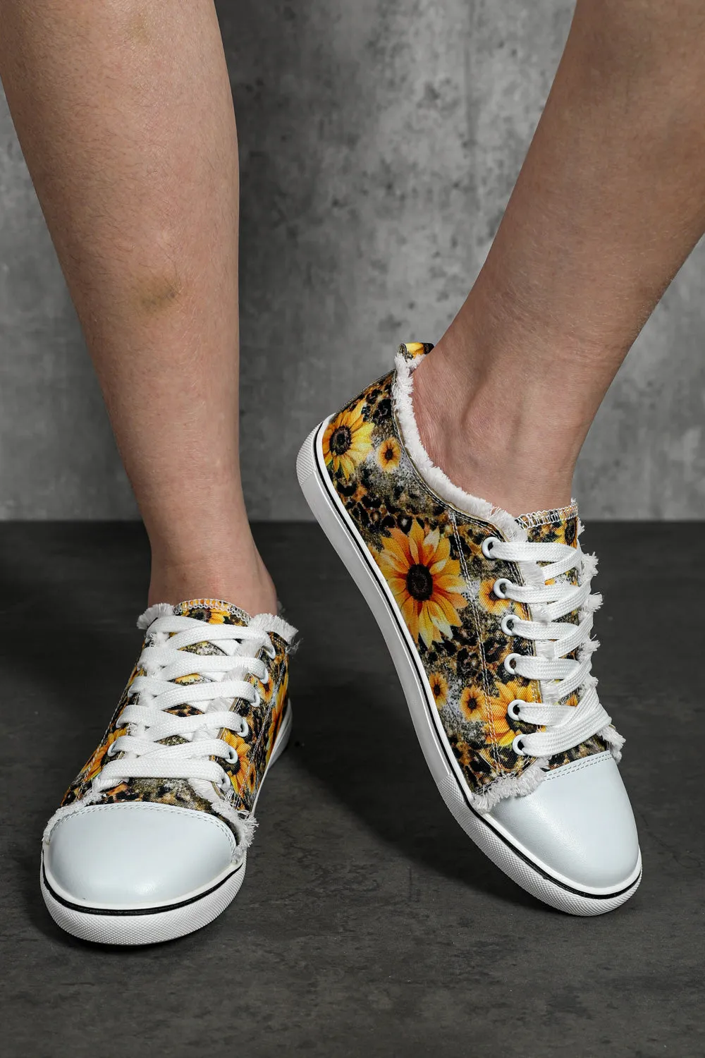 Women's Sunflower Print Slip On Canvas Shoes