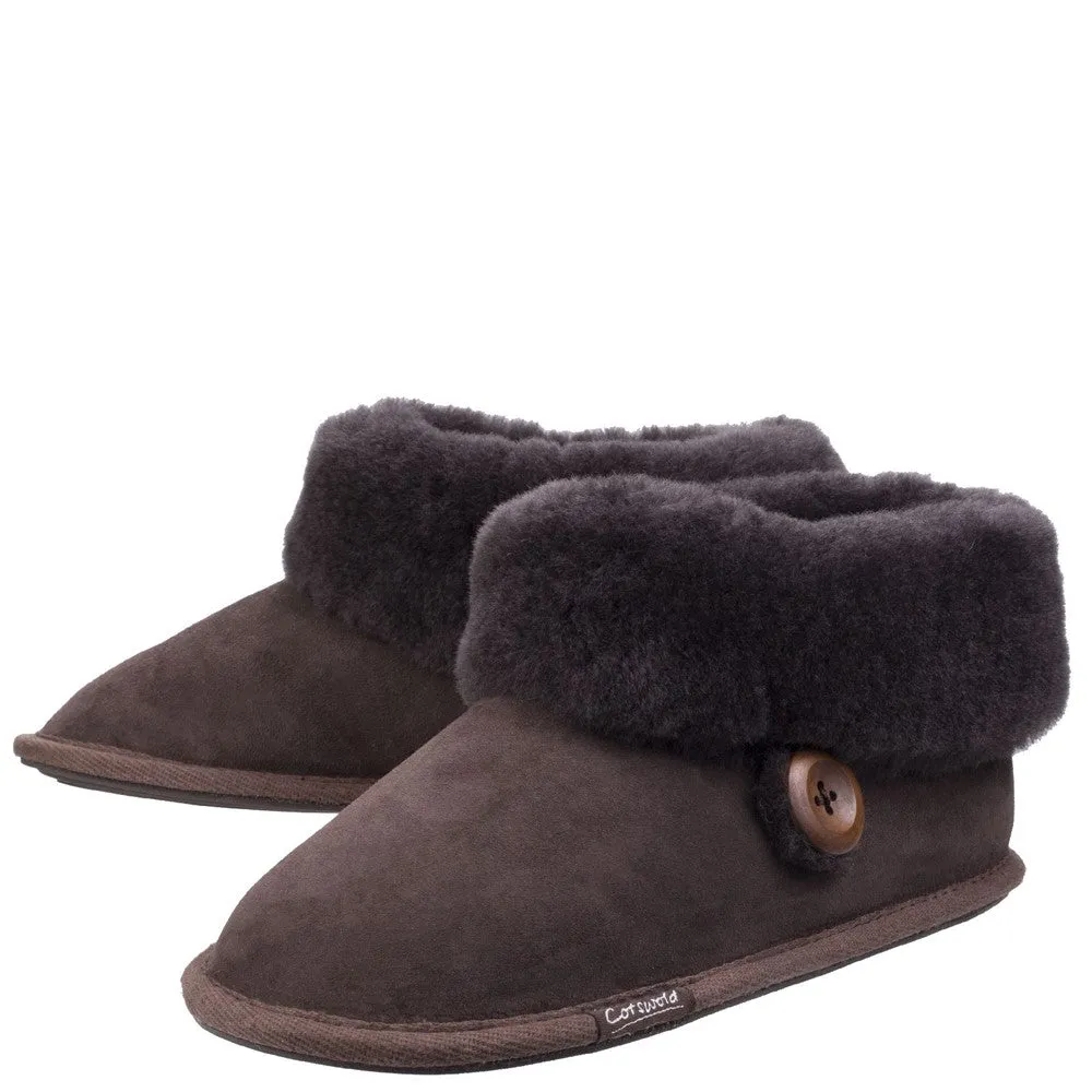 Wotton Sheepskin Bootsie Slippers Chocolate