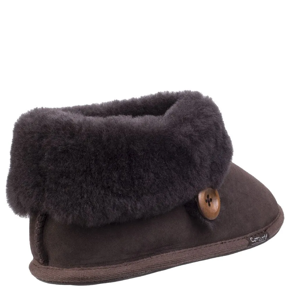 Wotton Sheepskin Bootsie Slippers Chocolate