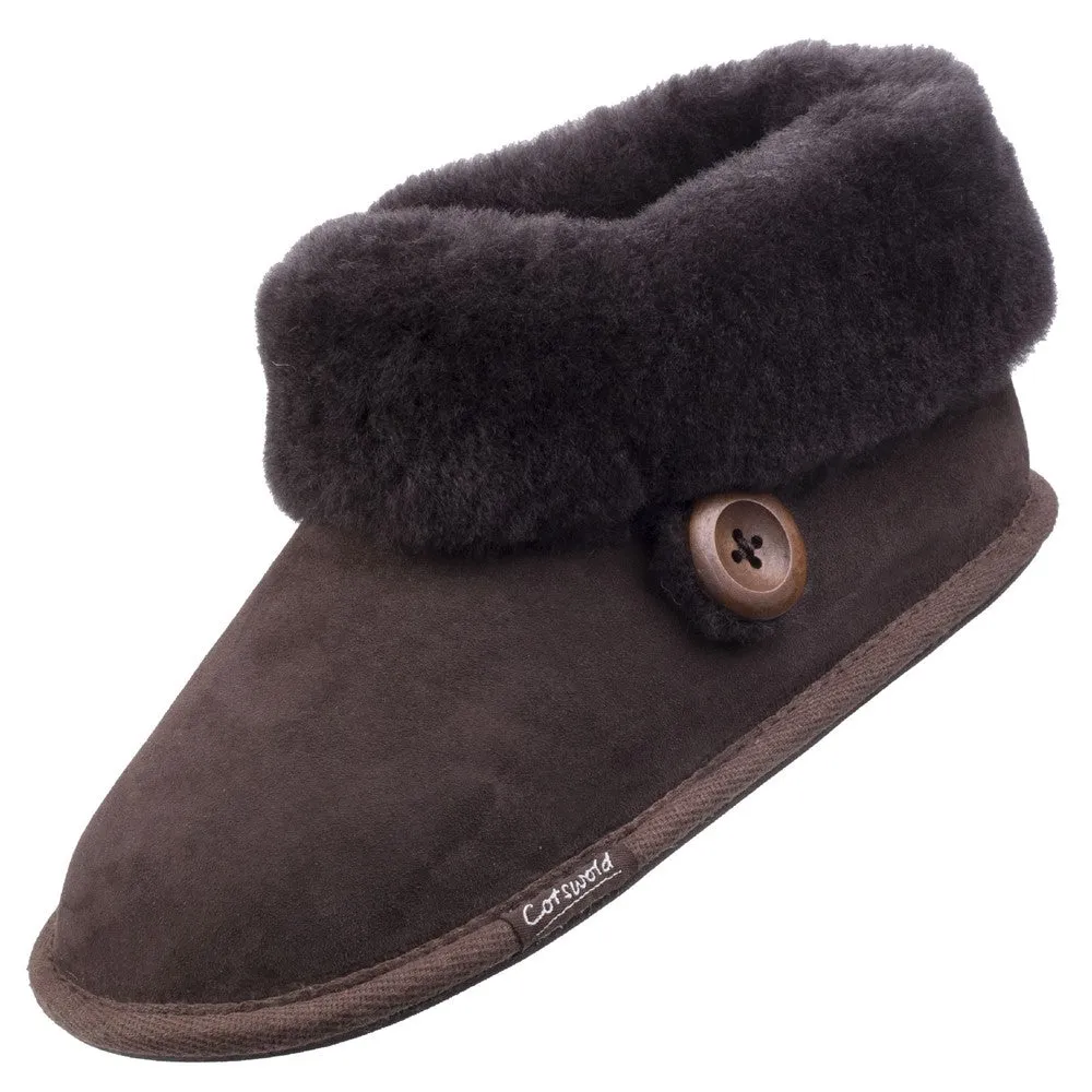 Wotton Sheepskin Bootsie Slippers Chocolate