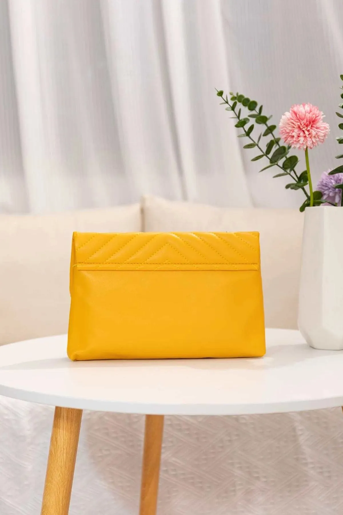 Yellow leather Metallic Bag - A23 - WHB0053