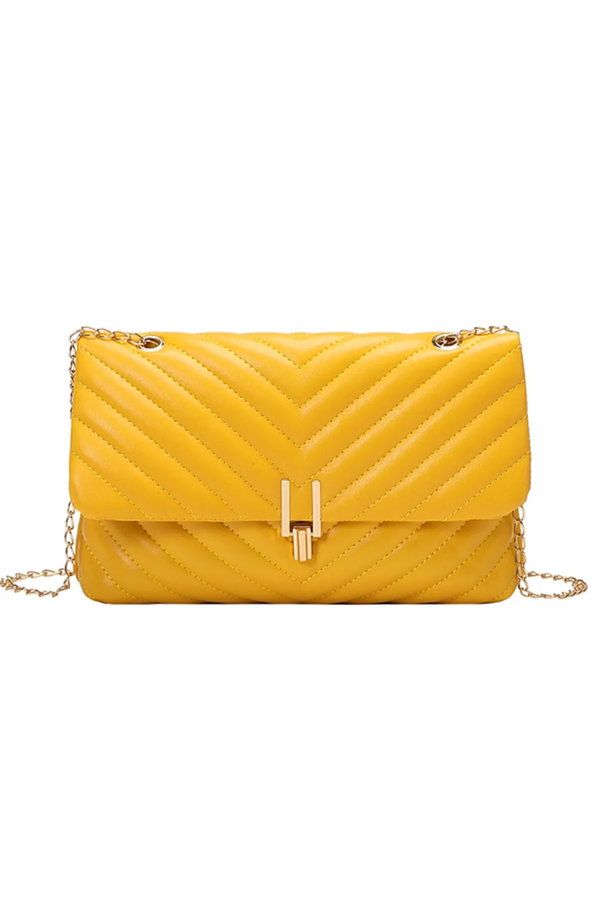 Yellow leather Metallic Bag - A23 - WHB0053